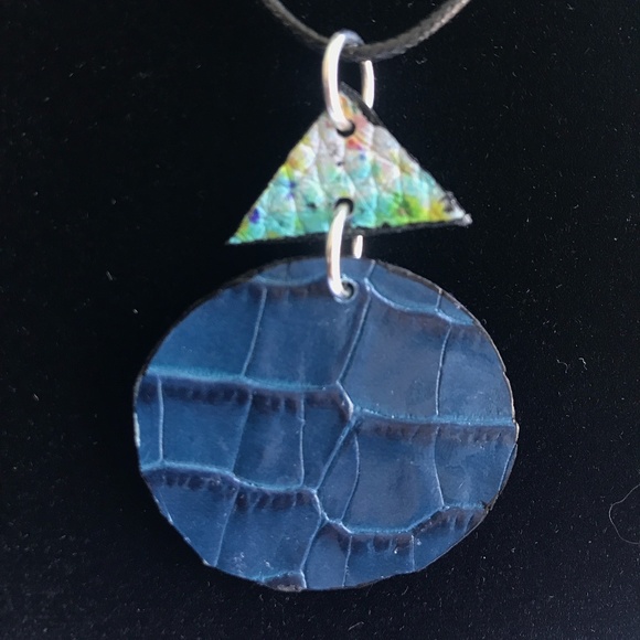 2-PIECE SET ❤️BLUE REVERSIBLE Handmade Lea… - Picture 5 of 8